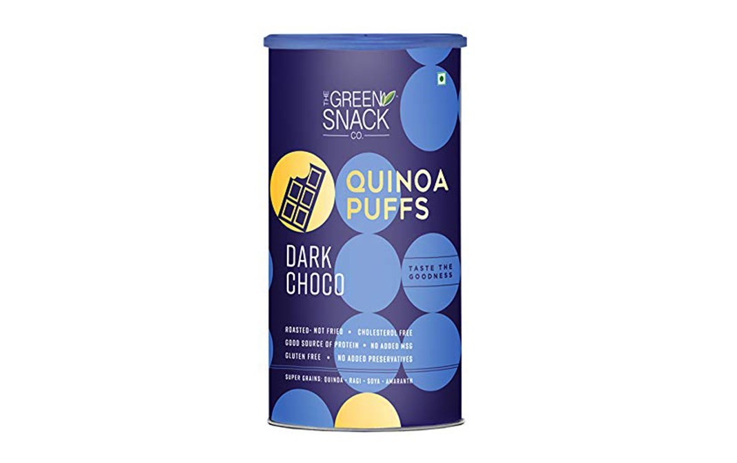 The Green Snack Co Quinoa Puffs Dark Choco    Jar  150 grams